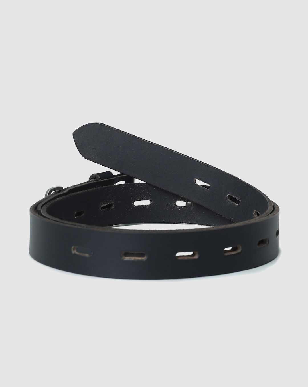 Buy Black Leather Cut-Out Detail Belt for Men