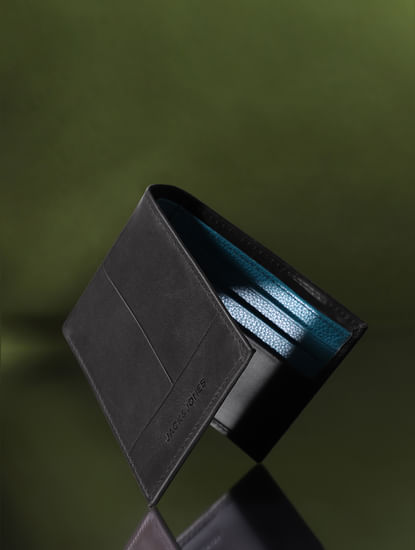 Black Colourblocked Leather Wallet