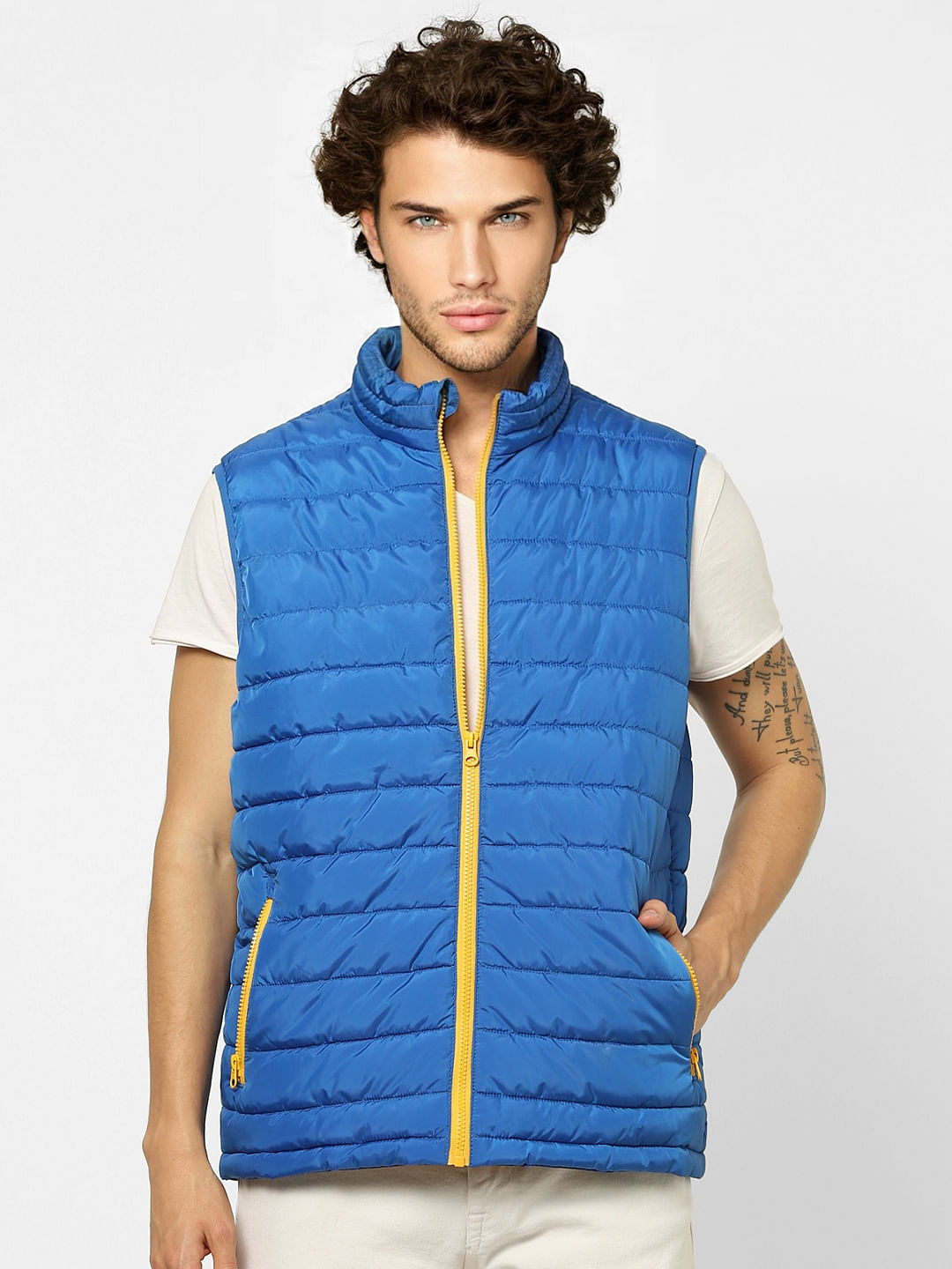 puffer jacket mens half sleeve