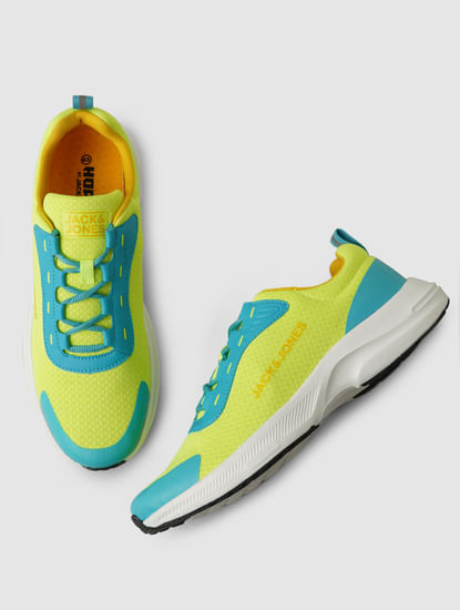 Lime Colourblocked Mesh Sneakers