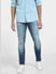 Blue Low Rise Distressed Liam Skinny Jeans_405795+2