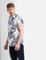 White Tropical Print Short Sleeves Shirt_405706+3