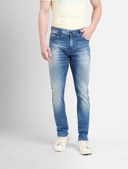 Blue Low Rise Washed Liam Skinny Fit Jeans