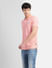 Pink Logo Print Polo Neck T-shirt