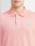 Pink Logo Print Polo Neck T-shirt