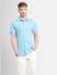 Blue Short Sleeves Shirt_405701+2
