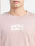 Pink Logo Text Crew Neck T-shirt_405789+5