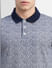 Navy Blue Printed Polo Neck T-shirt_405803+5