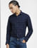 Navy Blue Striped Full Sleeves Shirt_405817+2