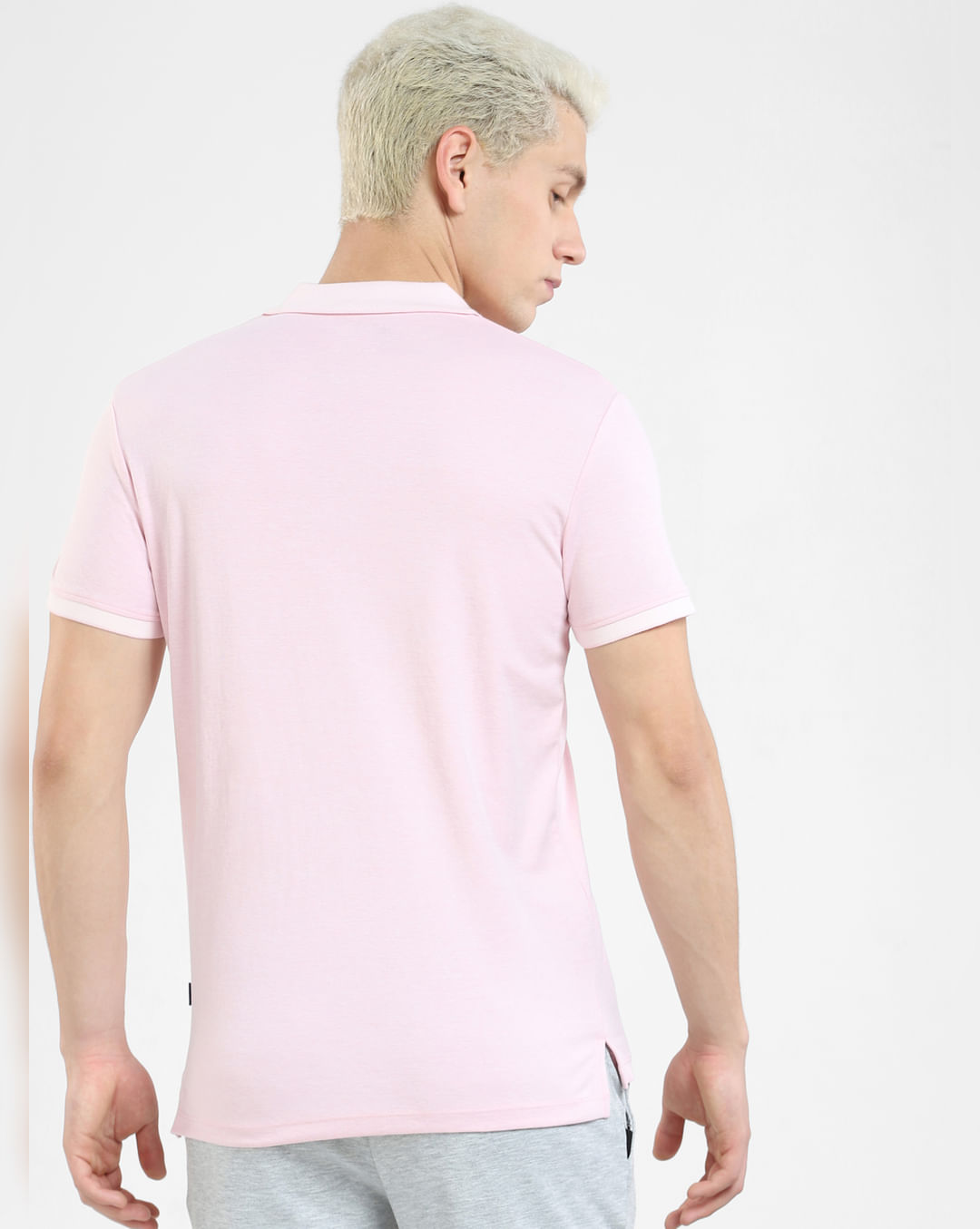 Buy Light Pink Polo Neck T-shirt for Men