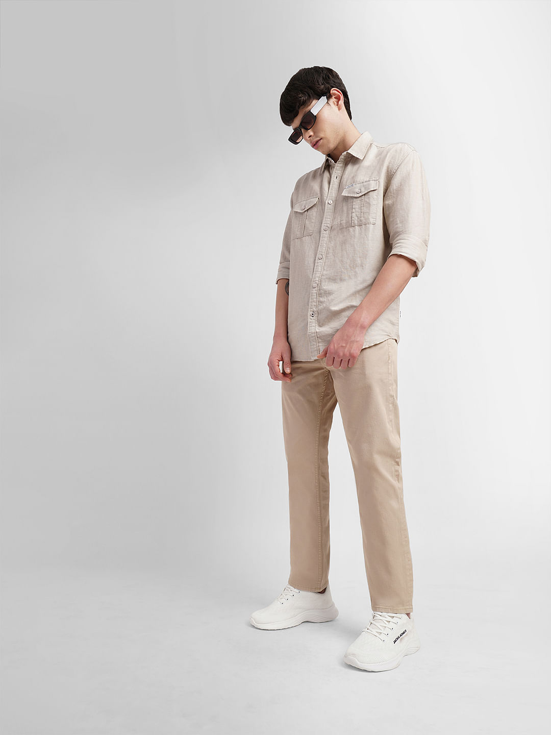 Buy US Polo Assn Men Light Beige Tailored Regular Fit Short Sleeve  Casual Shirt  NNNOWcom