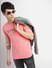 Pink Logo Print Crew Neck T-shirt_406160+1
