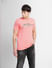 Pink Logo Print Crew Neck T-shirt_406160+2