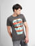 Grey Graphic Print Crew Neck T-shirt_406173+2