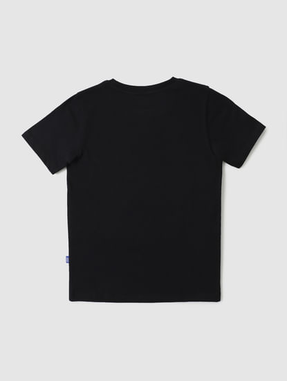 Boys Black Tape Detail Crew Neck T-shirt