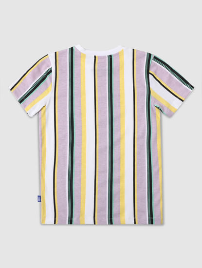Boys Multi-coloured Striped Crew Neck T-shirt