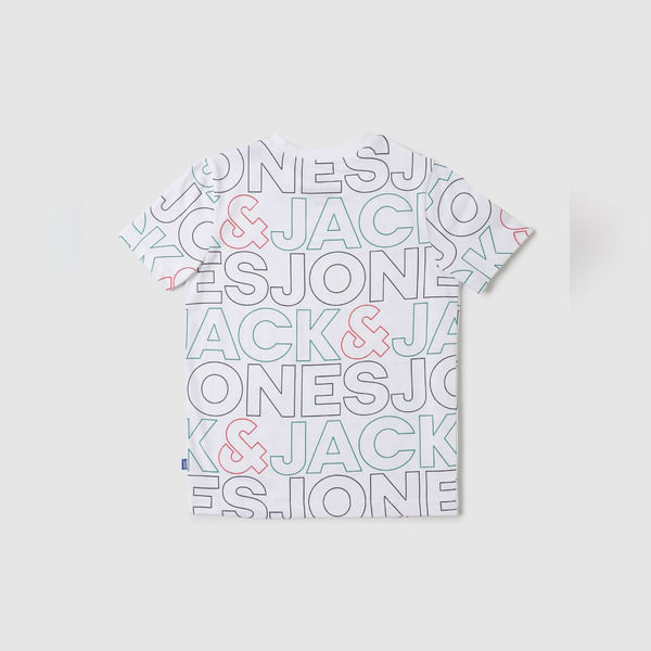 BESTSELLER CLOTHING Boys White All Over Logo Print Crew Neck T-shirt