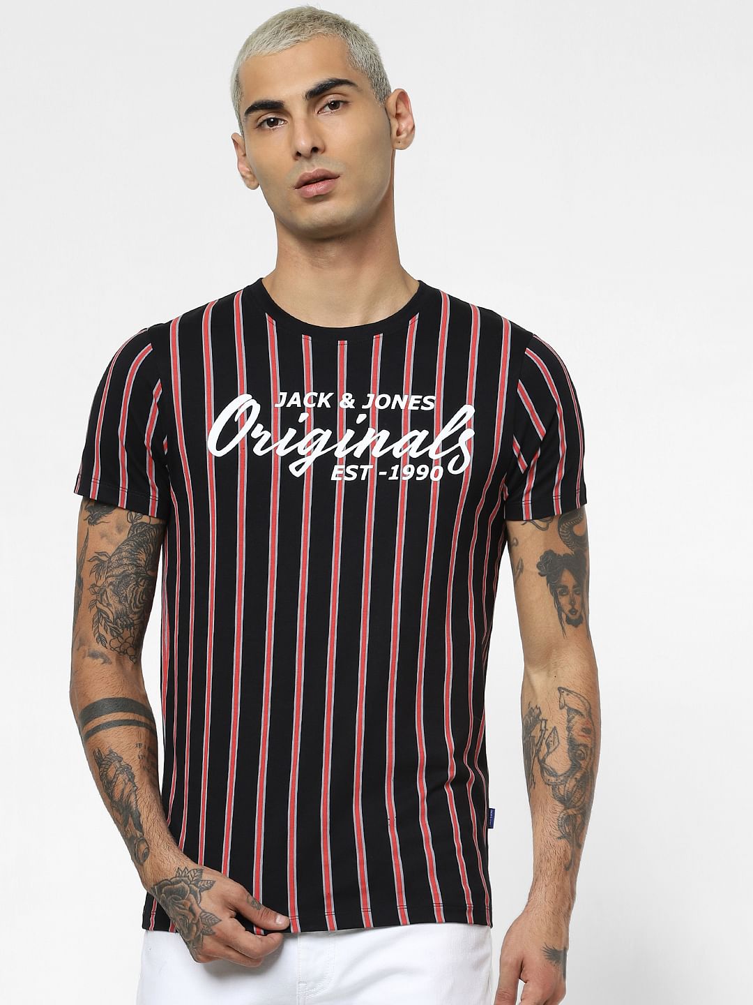 striped crew neck t shirt