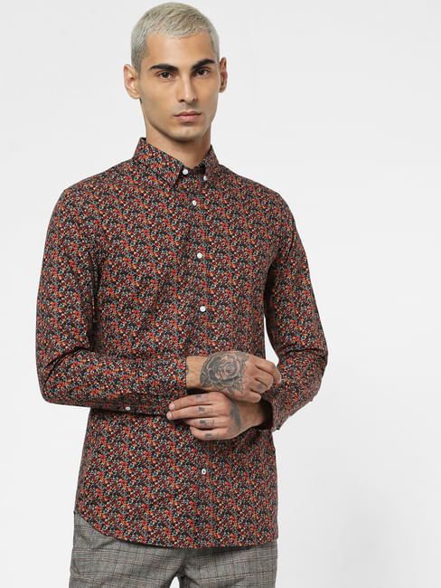  Red All Over Print Full Sleeves Shirt