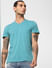 Turquoise V Neck T-shirt_58221+2