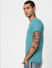 Turquoise V Neck T-shirt_58221+3