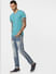 Turquoise V Neck T-shirt_58221+6
