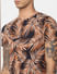 Brown Tropical Print Crew Neck T-shirt