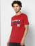Red Graphic Print Crew Neck T-shirt_391102+3