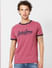 Pink Logo Print Crew Neck T-shirt_391107+2
