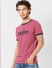 Pink Logo Print Crew Neck T-shirt_391107+3