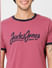 Pink Logo Print Crew Neck T-shirt_391107+5