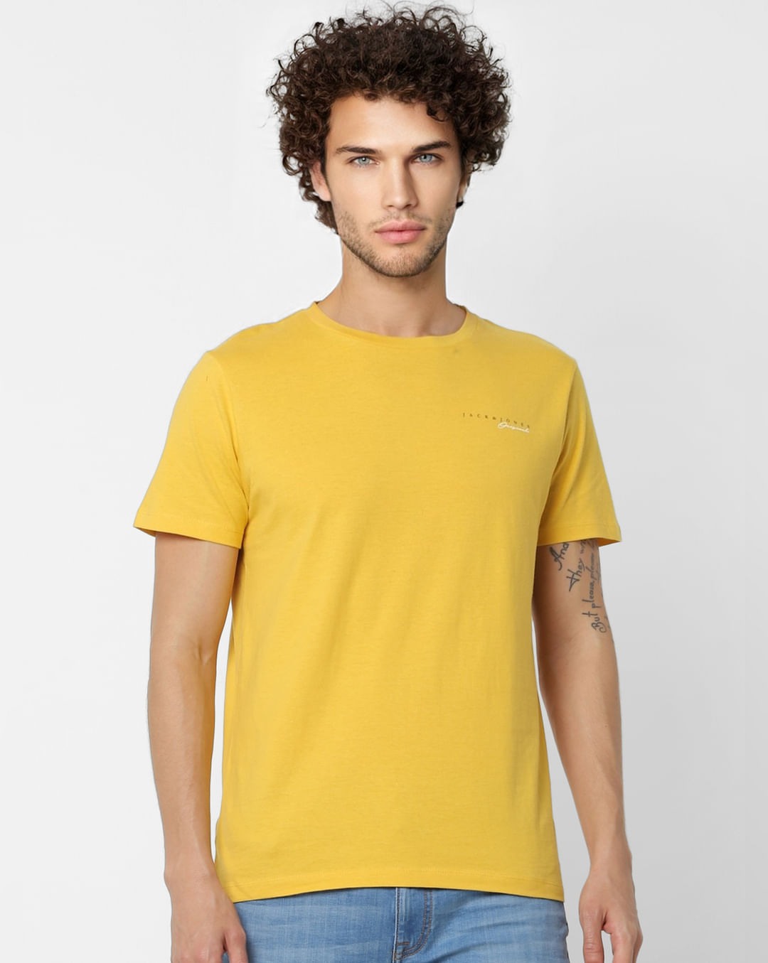 Buy Mustard Yellow Crew Neck T-shirt for Men
