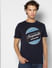 Navy Blue Graphic Crew Neck T-shirt_391124+2