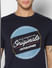 Navy Blue Graphic Crew Neck T-shirt_391124+5