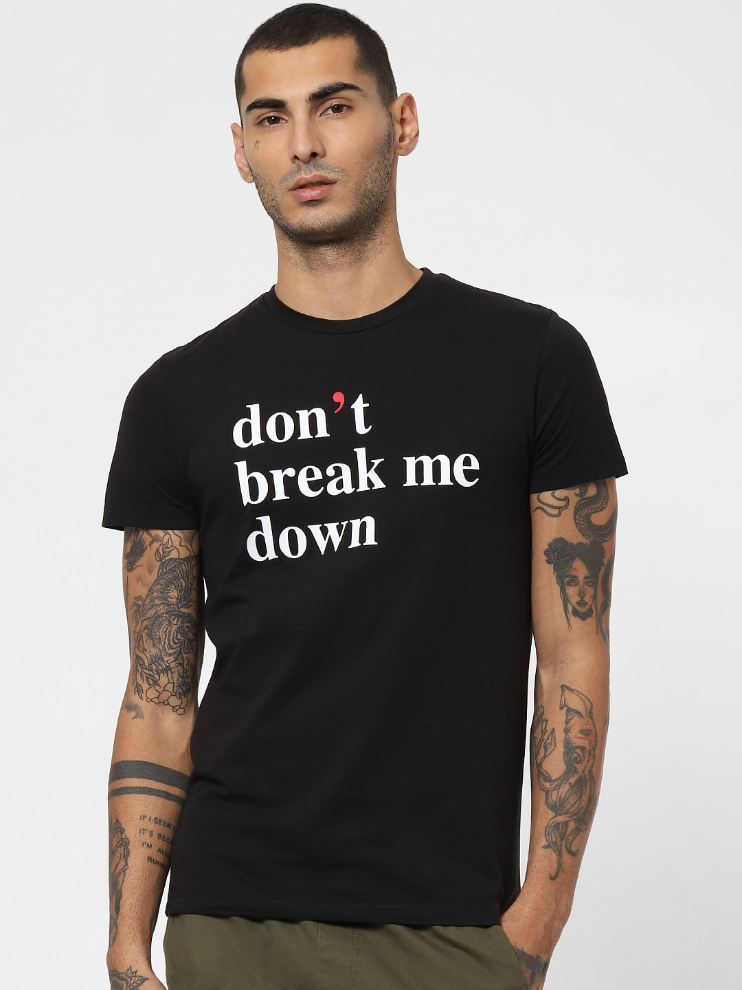 black slogan t shirt