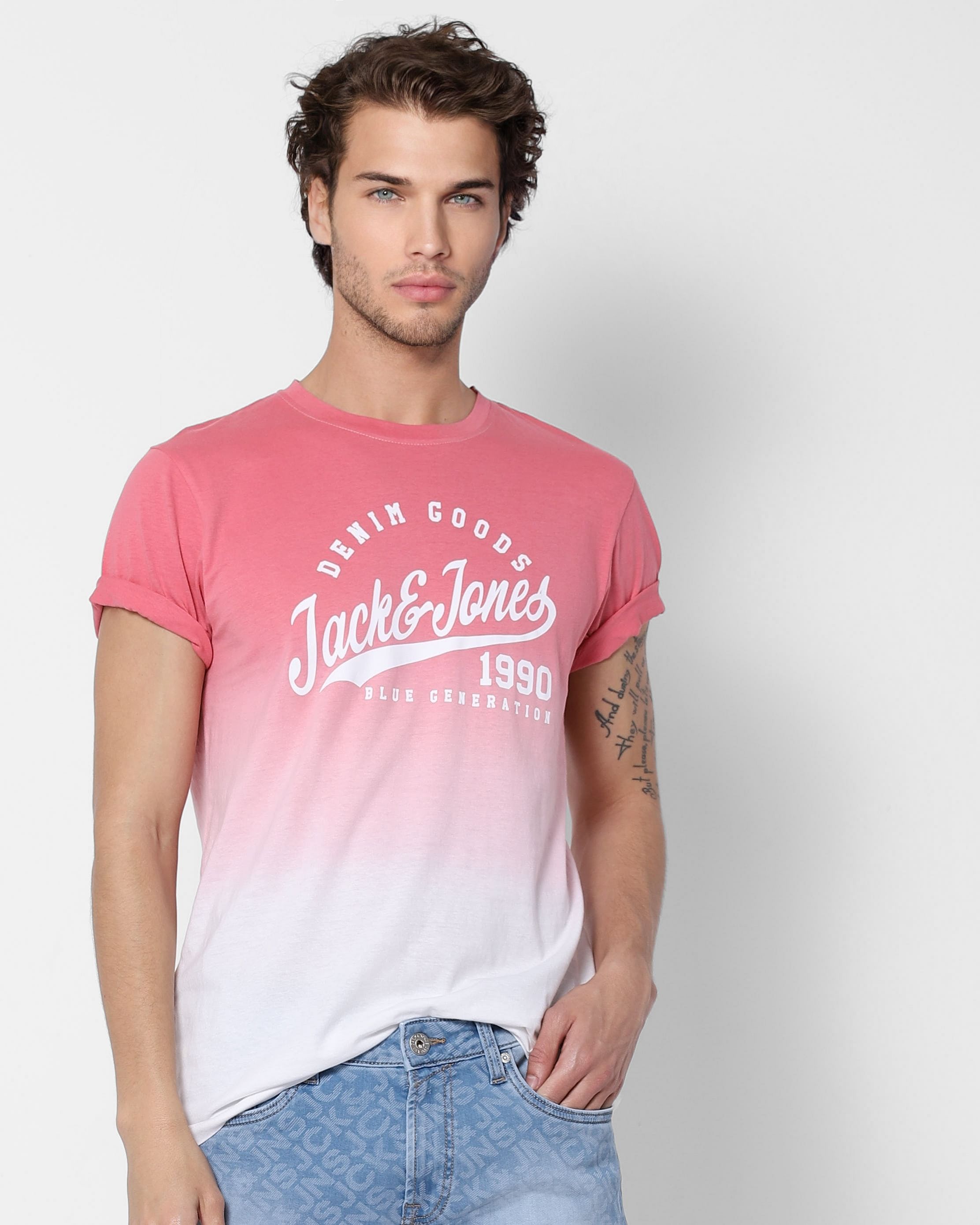 jack and jones pink t shirt