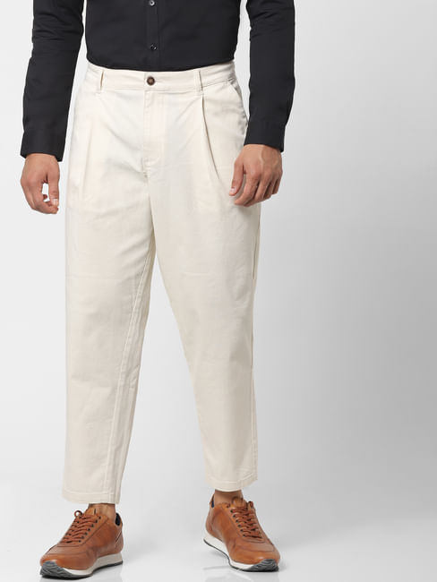 White Mid Rise Regular Fit Pants