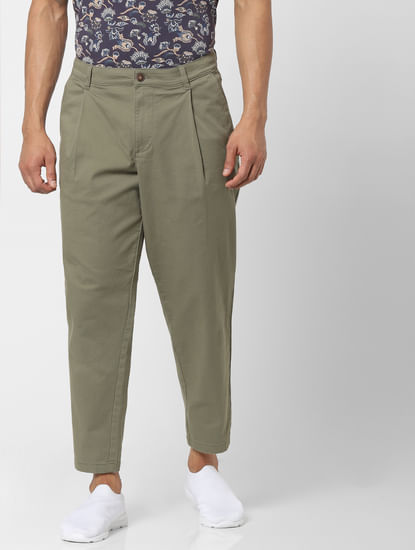 Green Mid Rise Regular Fit Pants