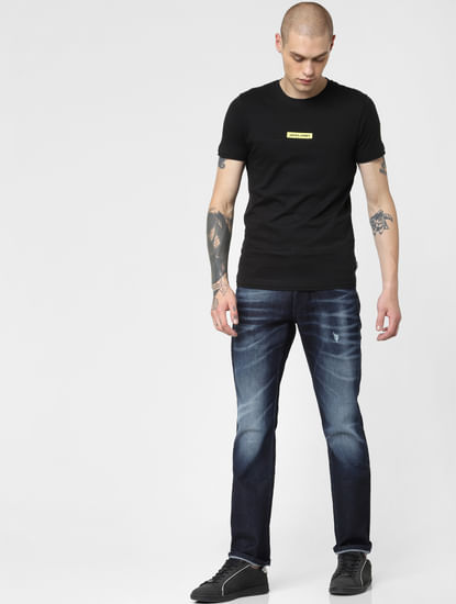 Blue Low Rise Washed Clark Regular Fit Jeans
