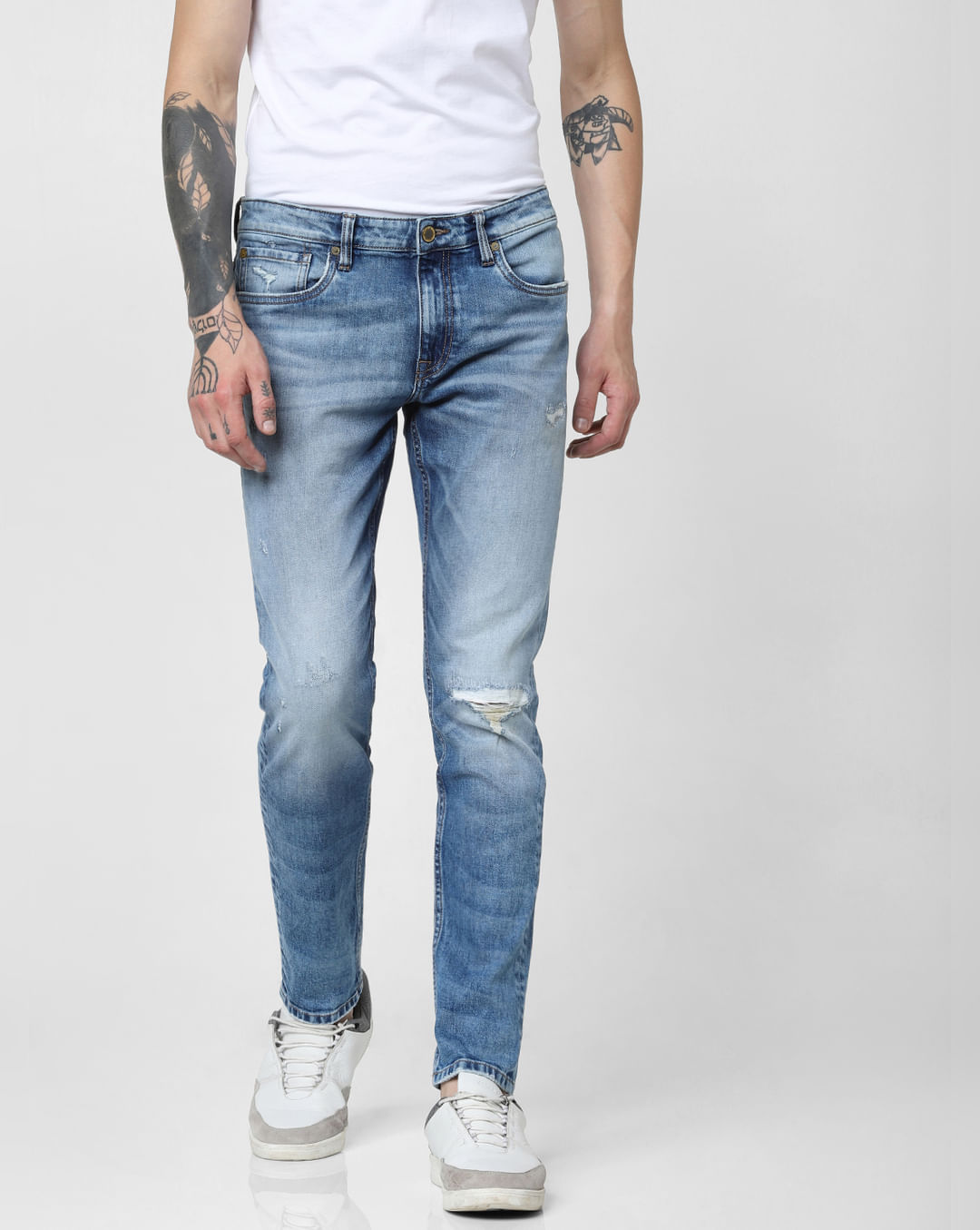Buy Men Light Blue Low Rise Knee Ripped Glenn Slim Jeans Online Jack Jones Buy Men Light Blue Low Rise Knee Ripped Glenn Slim Jeans Online Jack Jones