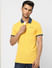 Yellow Contrast Tipping Polo T-shirt_405073+2