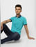 Blue Contrast Tipping Polo T-shirt_405074+1