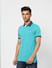 Blue Contrast Tipping Polo T-shirt_405074+3