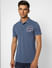 Blue Logo Print Polo T-shirt_405083+2