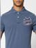 Blue Logo Print Polo T-shirt_405083+5