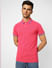 Pink Contrast Tipping Polo T-shirt_405086+2