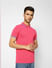 Pink Contrast Tipping Polo T-shirt_405086+3