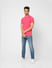 Pink Contrast Tipping Polo T-shirt_405086+6