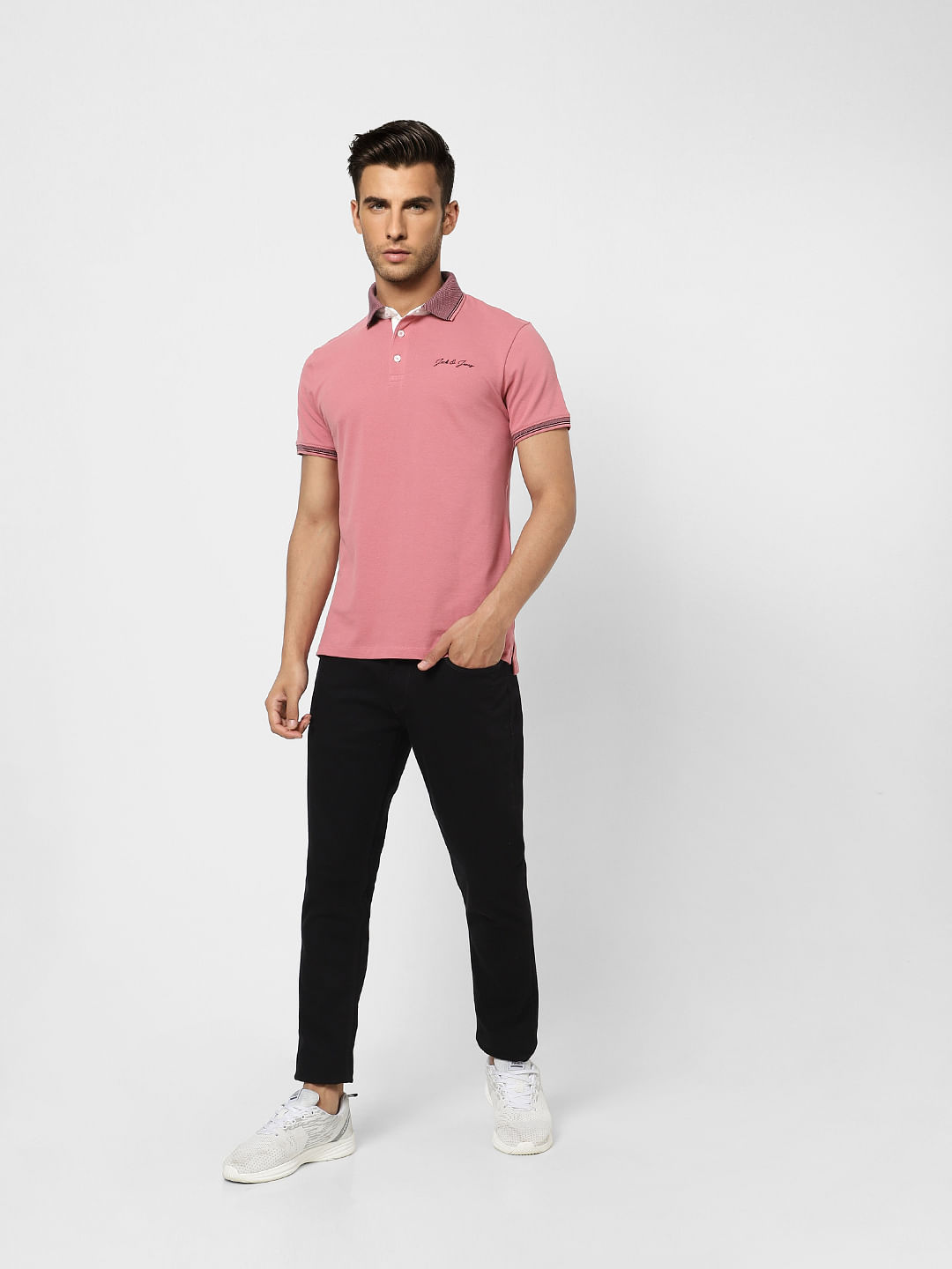 Pink polo hotsell black pants