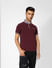 Burgundy Contrast Tipping Polo T-shirt_405089+1